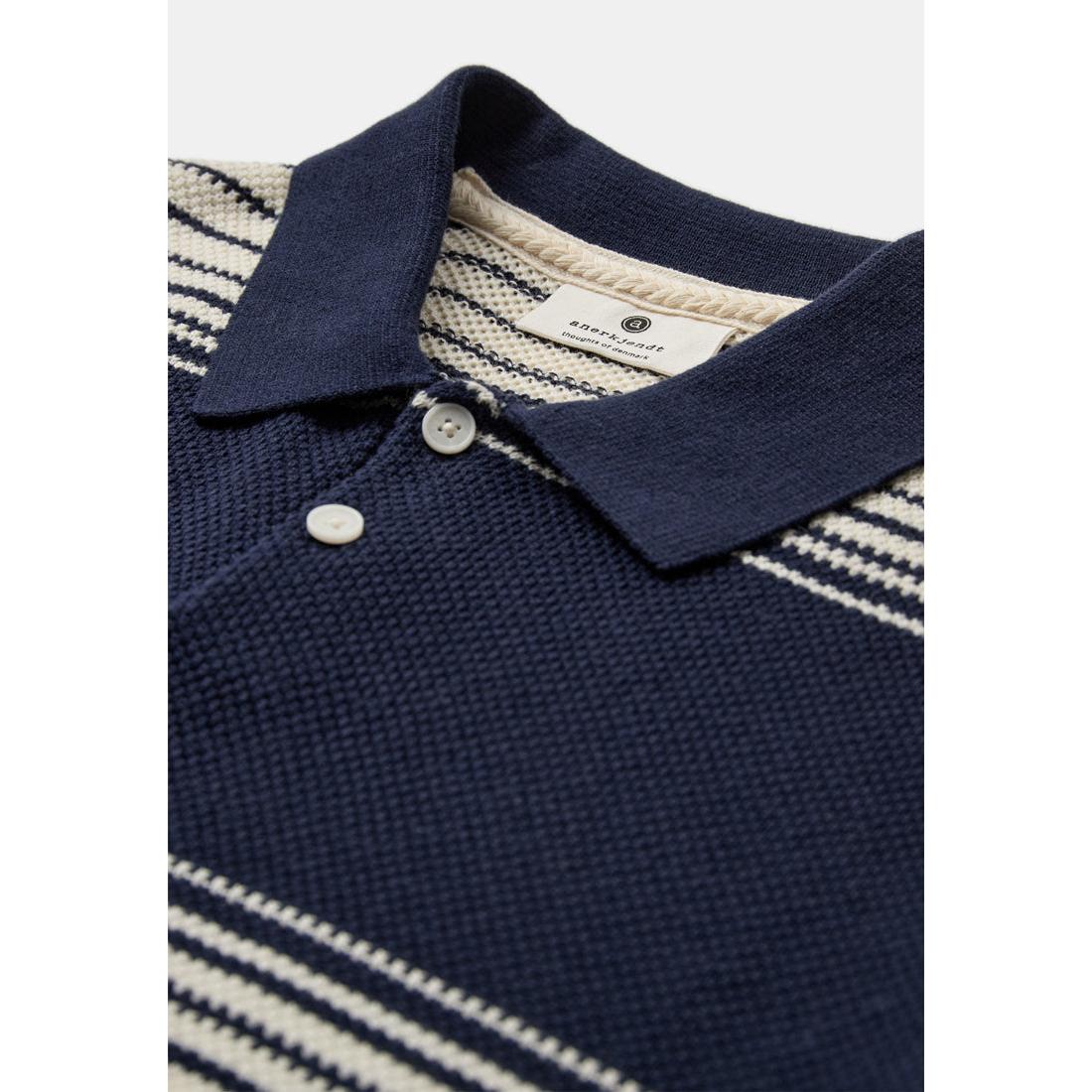 Anerkjendt, Seb Stripe Polo SS Knit, Sky Captain