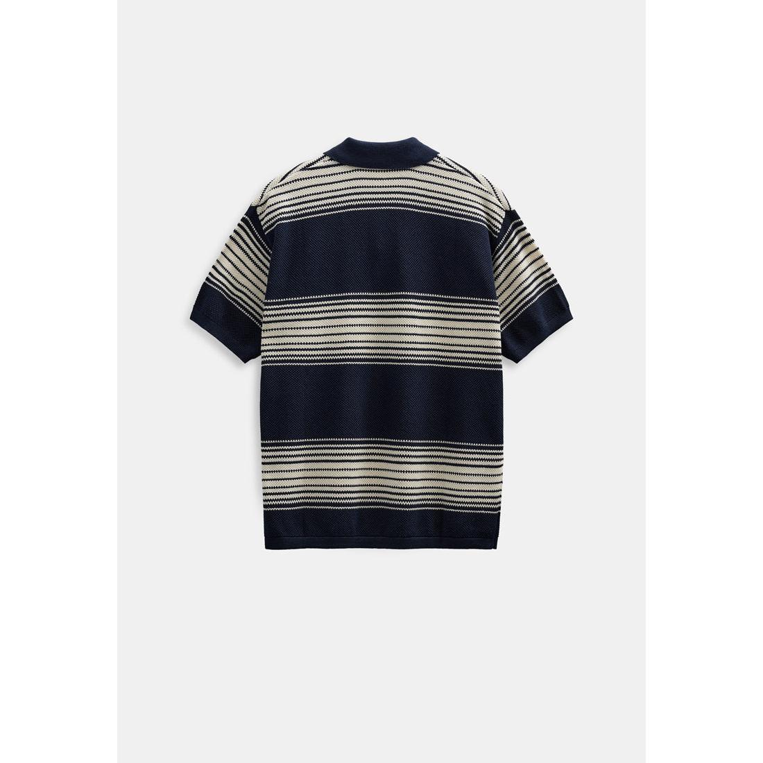 Anerkjendt, Seb Stripe Polo SS Knit, Sky Captain