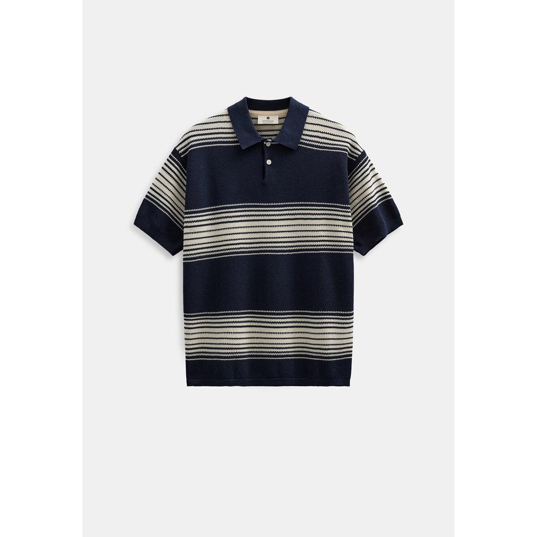 Anerkjendt, Seb Stripe Polo SS Knit, Sky Captain