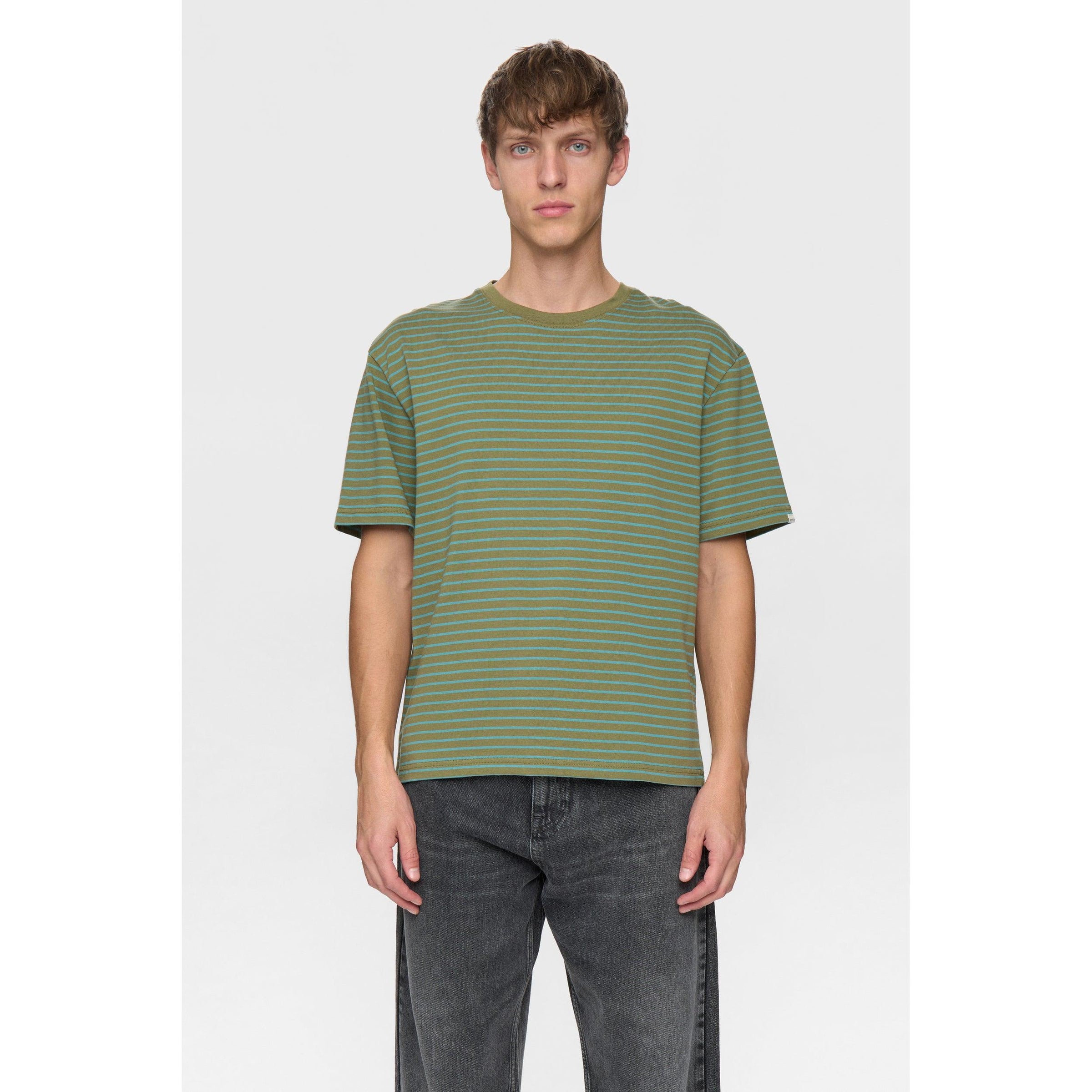 Anerkjendt, Villads Stripe S/S Tee, loden green-Anerkjendt-Minlillebutik.dk