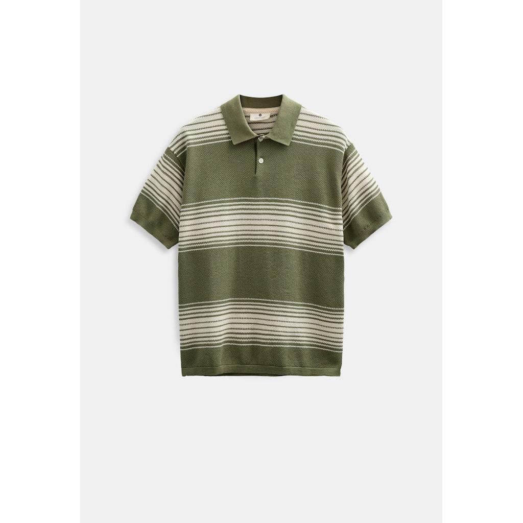 Anerkjendt, Seb Stripe Polo SS Knit, Loden Green-Anerkjendt-Minlillebutik.dk