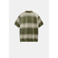 Anerkjendt, Seb Stripe Polo SS Knit, Loden Green-Anerkjendt-Minlillebutik.dk