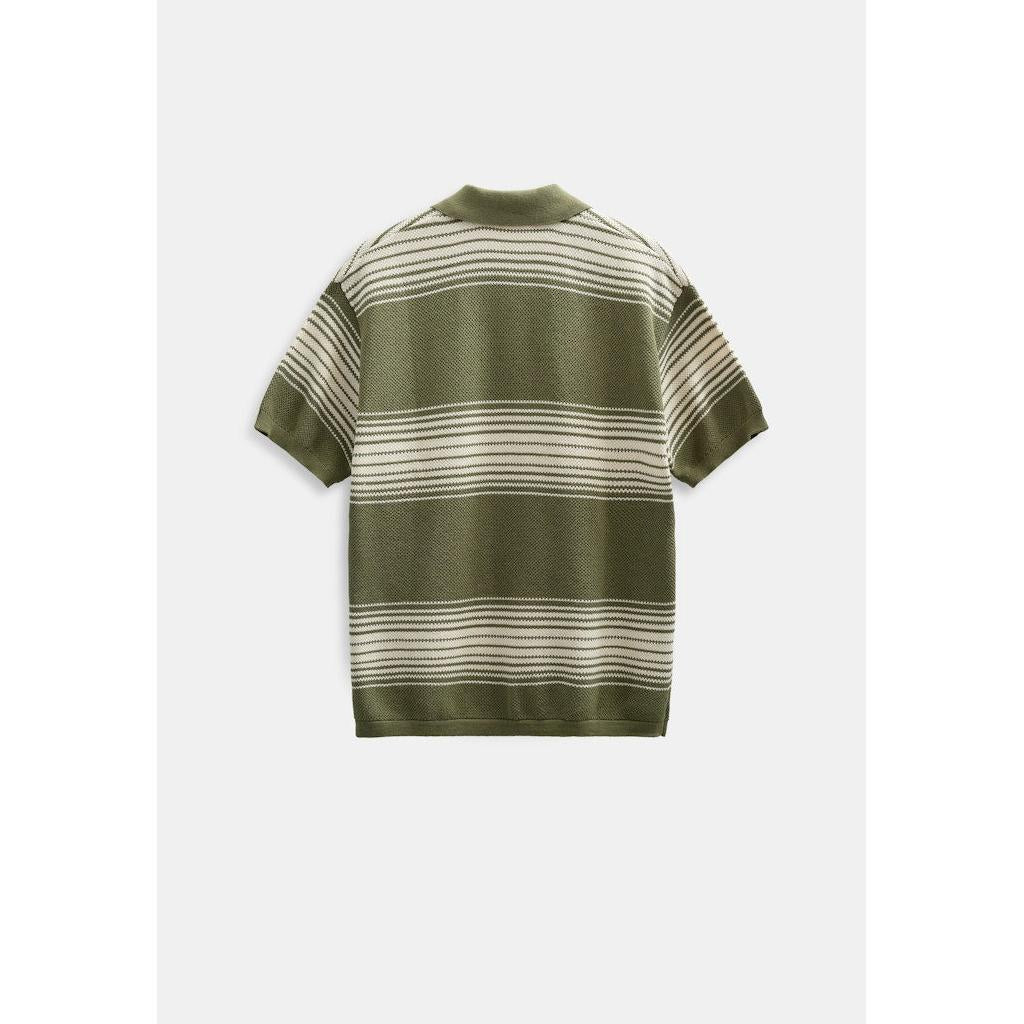 Anerkjendt, Seb Stripe Polo SS Knit, Loden Green-Anerkjendt-Minlillebutik.dk