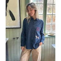 Sissel Edelbo, Brenna Shirt, Leftover Fabric, Navy Stripes