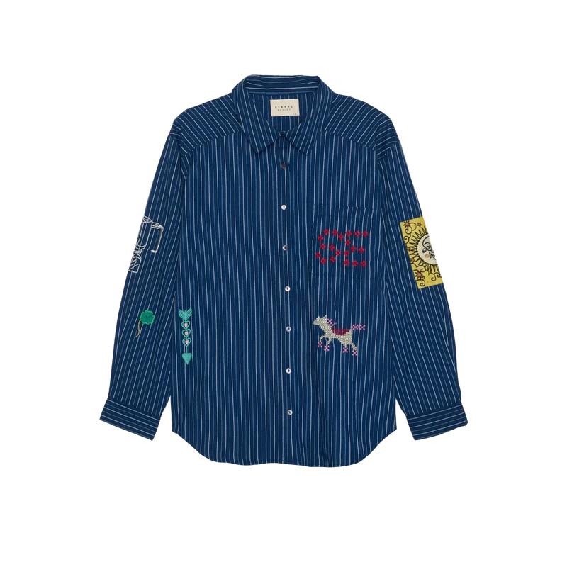 Sissel Edelbo, Brenna Shirt, Leftover Fabric, Navy Stripes-Sissel Edelbo-Minlillebutik.dk