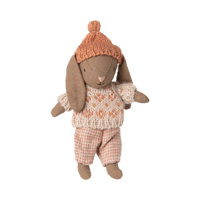 Maileg, Vinter kanin, Micro - Brun - Rose, 16-5020-00-Maileg-Minlillebutik.dk