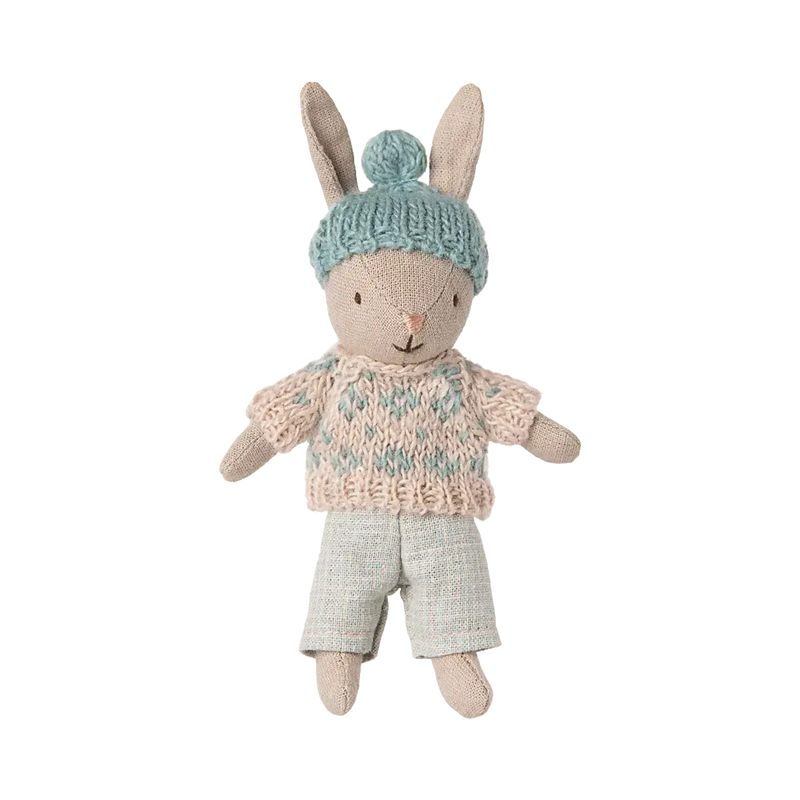 Maileg, Vinter hare, Micro - Sand - Mint, 16-5021-00-Maileg-Minlillebutik.dk