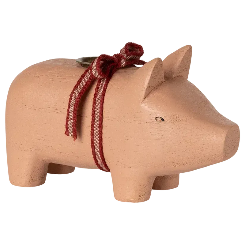 Maileg Jul, Trælysestage, Gris, Lille, Rosa, 14-5800-00-Maileg-Minlillebutik.dk