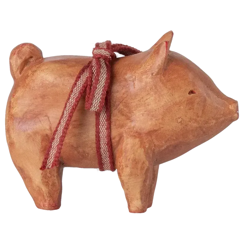 Maileg Jul, Gris med bånd, Rosa, 14-5180-00-Maileg-Minlillebutik.dk
