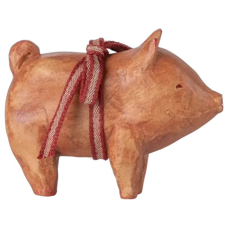 Maileg Jul, Gris med bånd, Rosa, 14-5180-00-Maileg-Minlillebutik.dk