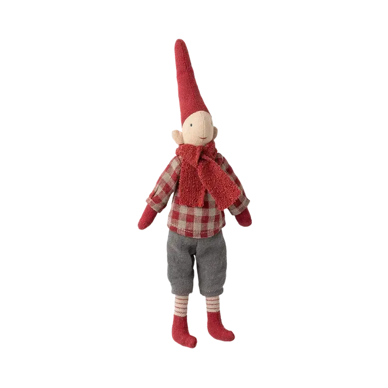 Maileg Jul, Nisse, str. 1, Dreng, Rød ternet skjorte, 14-5414-00-Maileg-Minlillebutik.dk