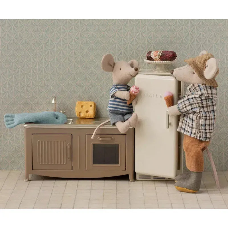 Maileg, Køleskab, Mus, Råhvid 11-5120-00-Maileg-Minlillebutik.dk