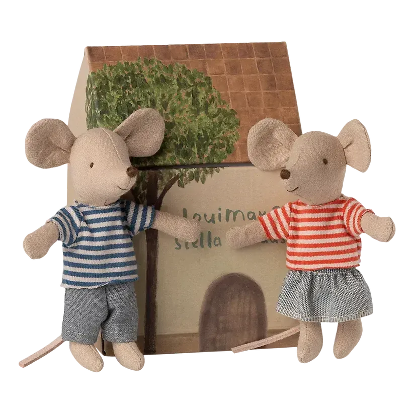 Maileg, LouiMax og Stella, Lillebror og lillesøster, Mus, 17-5111-00-Maileg-Minlillebutik.dk
