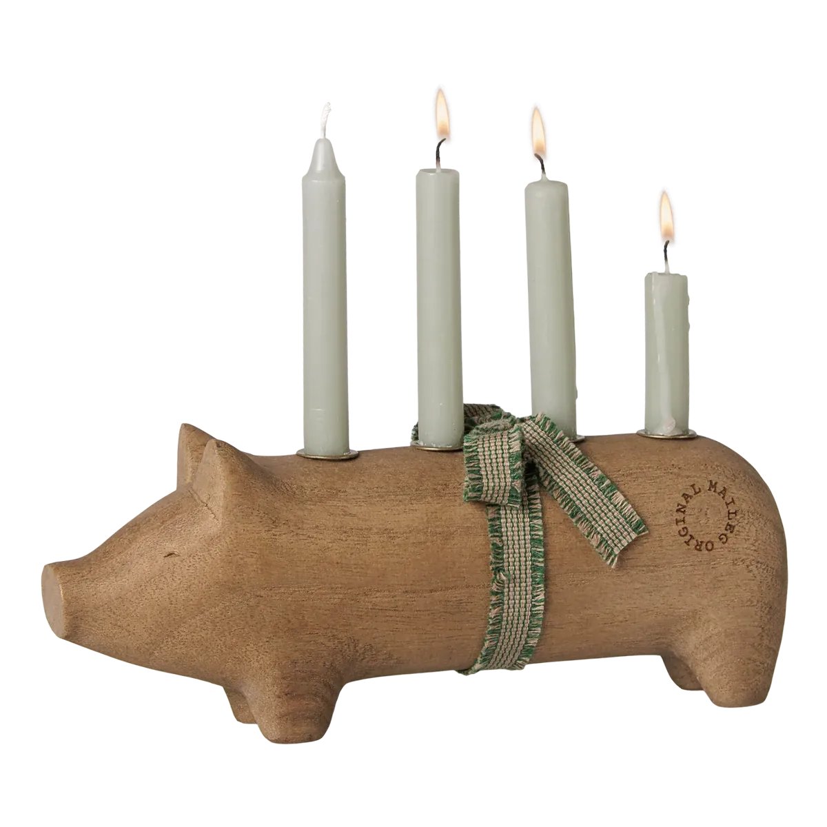 Maileg, Trælysestage, Gris, Advent Medium - Natur, 14-6802-01
