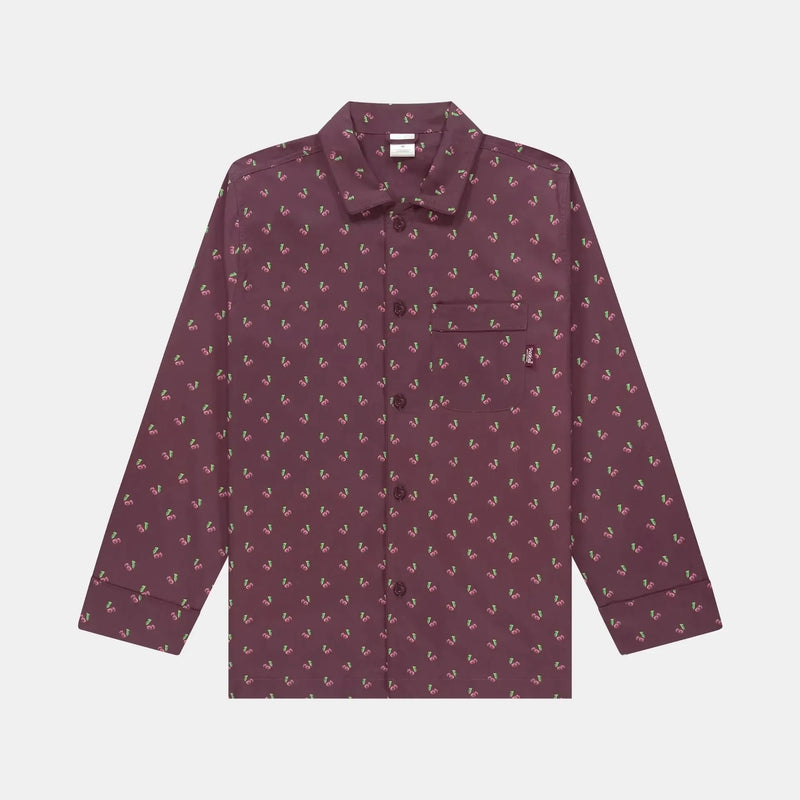 Pockies, Cherry Pyjama Shirt, Red-Pockies-Minlillebutik.dk