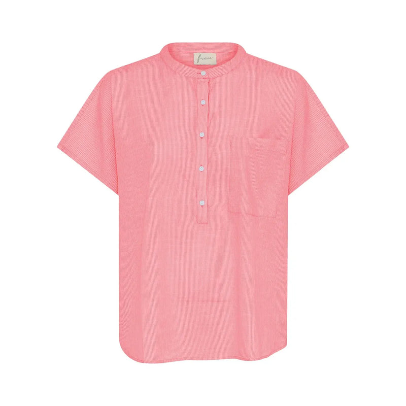 Frau, Colombo SS Top, Hot Coral Stripe, One Size-Frau-Minlillebutik.dk