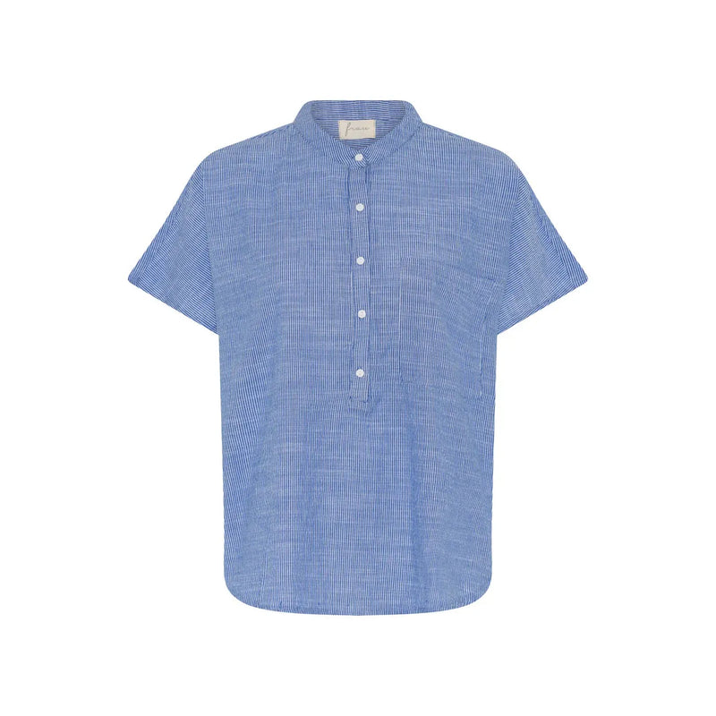 Frau, Colombo SS Top, Medium Blue Stripe, One Size-Frau-Minlillebutik.dk