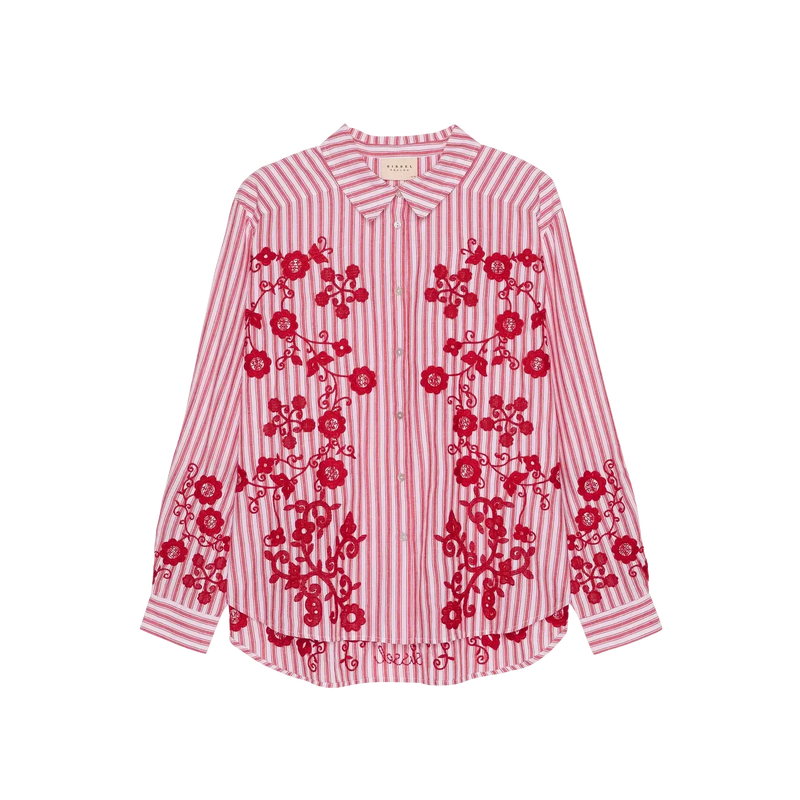Sissel Edelbo, Cora Shirt, Organic Cotton, Red Flower-Sissel Edelbo-Minlillebutik.dk