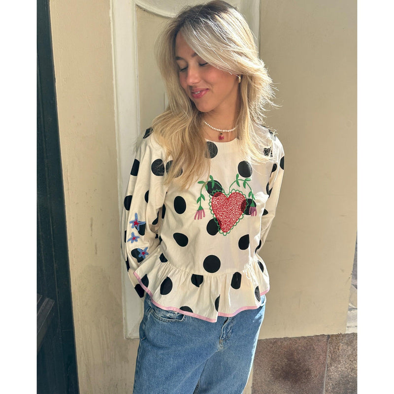 Sissel Edelbo, Diana Top, Black Dot-Sissel Edelbo-Minlillebutik.dk