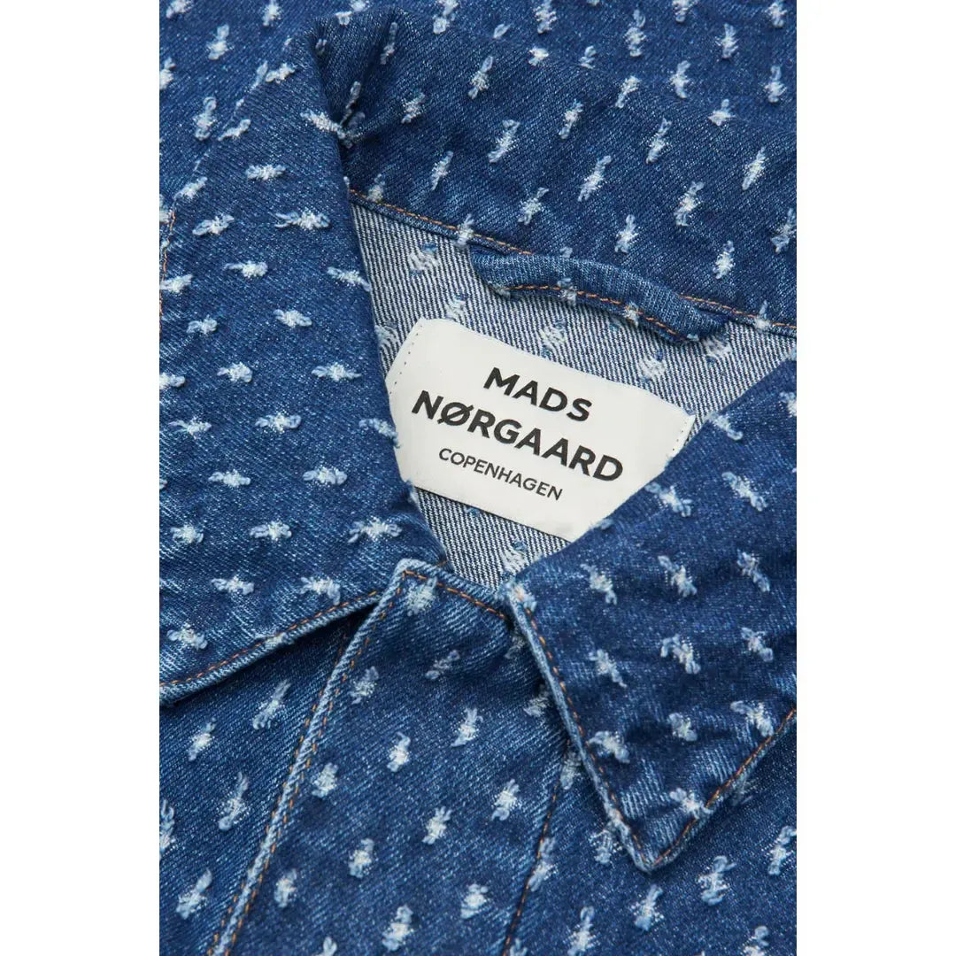 Mads Nørgaard, Distres Denim Solar Jacket, Mid Blue Denim-Mads Nørgaard - Dame-Minlillebutik.dk