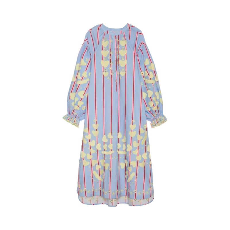 Sissel Edelbo, Elisabeth Dress, Organic Cotton Bluebell Stripes, Onesize-Sissel Edelbo-Minlillebutik.dk