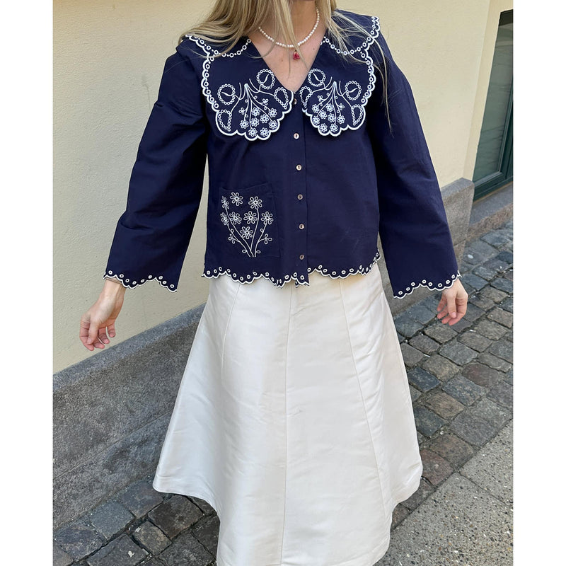 Sissel Edelbo, Elysia Shirt, Navy-Sissel Edelbo-Minlillebutik.dk