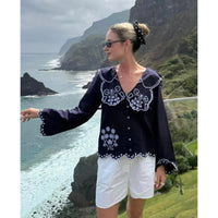 Sissel Edelbo, Elysia Shirt, Navy-Sissel Edelbo-Minlillebutik.dk