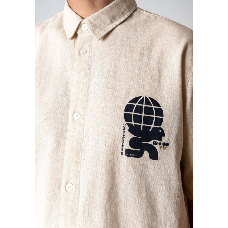 Fat Moose, Ian Cotton Linen Shirt SS, Ecru-Fat Moose-Minlillebutik.dk