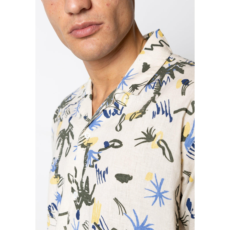 Fat Moose, Palm Cotton Linen Shirt SS, Multi-Fat Moose-Minlillebutik.dk