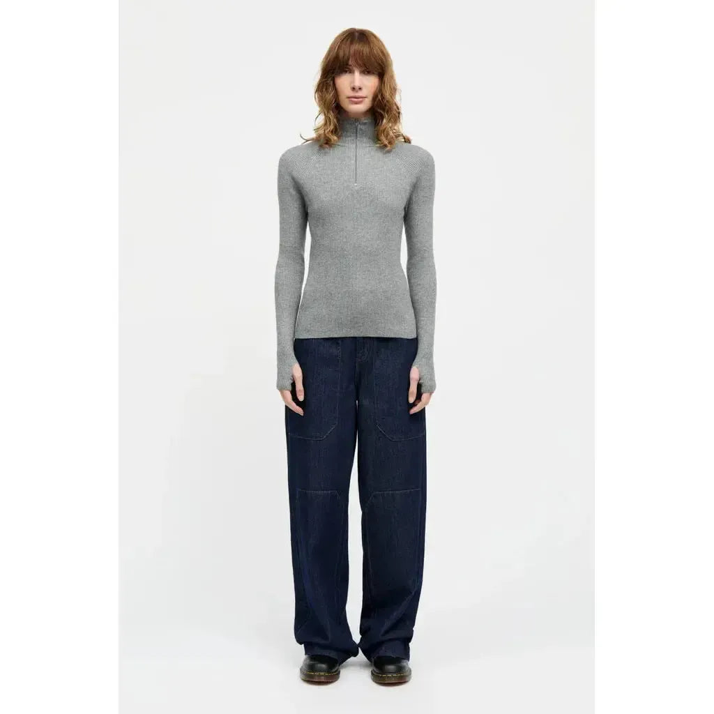 Mads Nørgaard, Fine merino Ida Knit, Grey Melange-Mads Nørgaard - Dame-Minlillebutik.dk