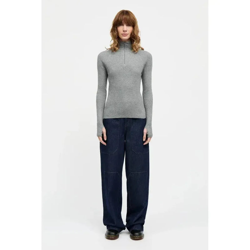 Mads Nørgaard, Fine merino Ida Knit, Grey Melange-Mads Nørgaard - Dame-Minlillebutik.dk