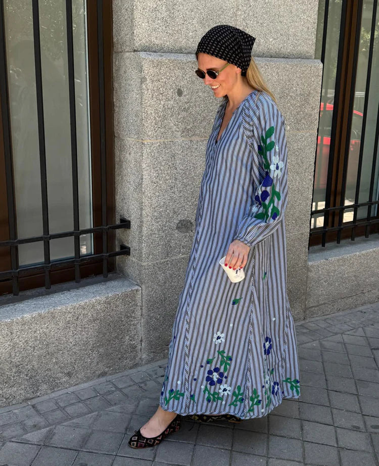 Sissel Edelbo, Fran Dress, Leftover Fabric, Grey Stripes, ONESIZE