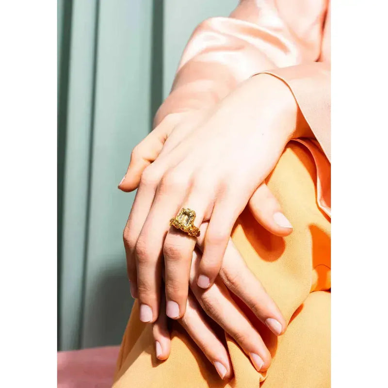 House of Vincent, Paragon Gauze Ring, Grøn ametyst, Forgyldt-House of Vincent-Minlillebutik.dk