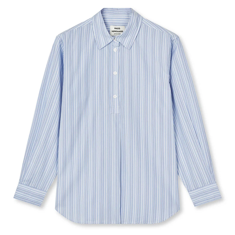 Mads Nørgaard, Mia Poplin Shelby Shirt, Pinstripe/Provence