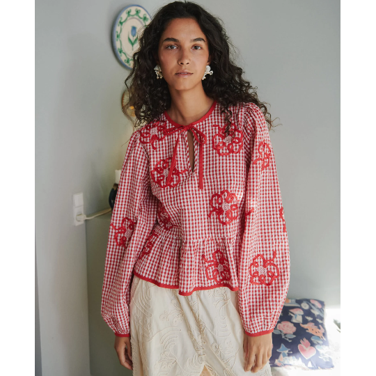 Sissel Edelbo, Sunny Top, Red Checks-Sissel Edelbo-Minlillebutik.dk