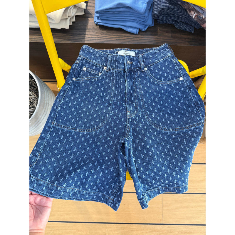 Mads Nørgaard, Distres Denim Rossy Shorts, Mid Blue Denim-Mads Nørgaard - Dame-Minlillebutik.dk
