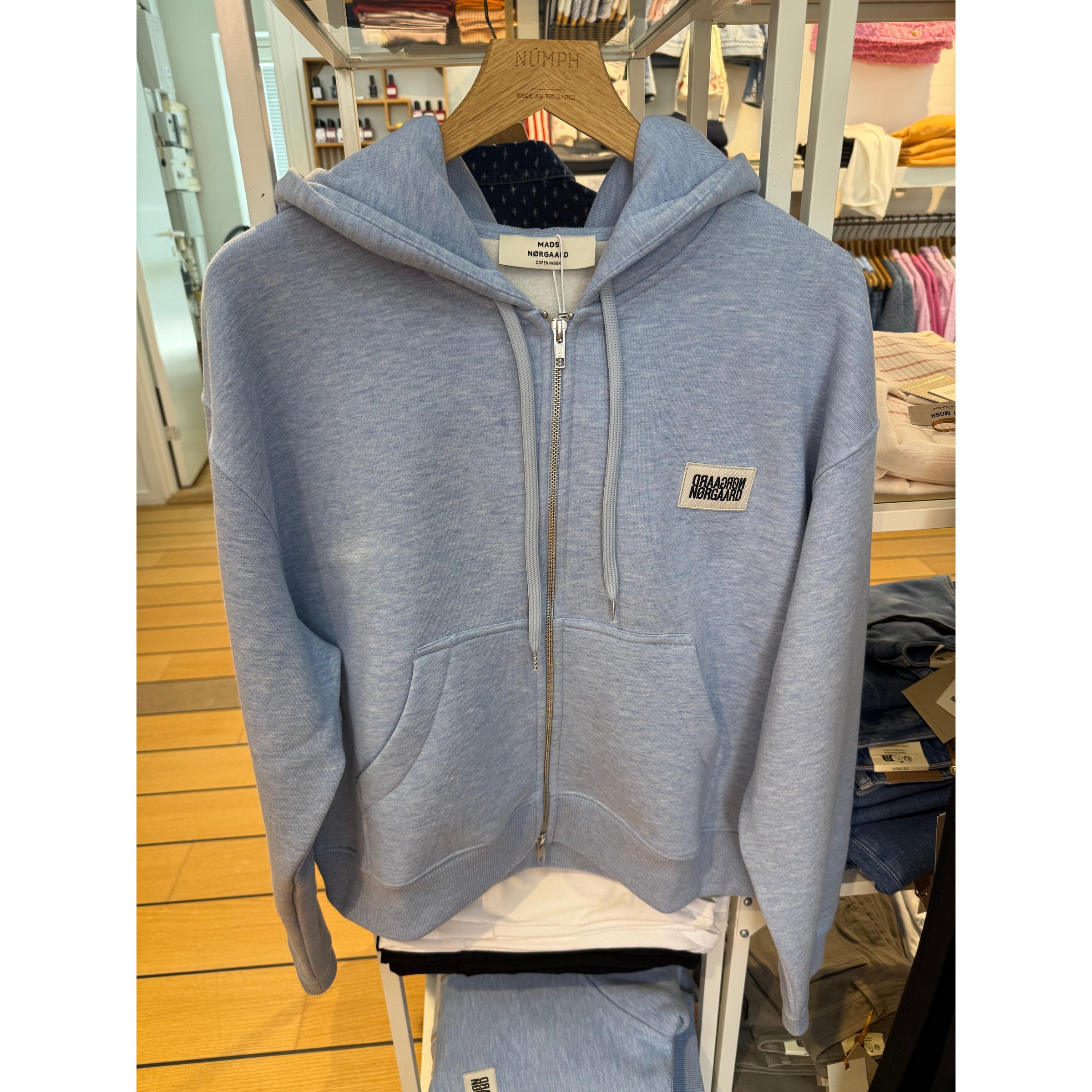 Mads Nørgaard, Standard Bobo Hood Sweatshirt, Light Blue Melange-Mads Nørgaard - Dame-Minlillebutik.dk