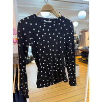 Mads Nørgaard, 2x2 Cotton Tuba Tee LS AOP, Dot AOP Black-Mads Nørgaard - Dame-Minlillebutik.dk