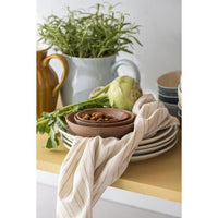 Ib Laursen, Viskestykke, Liam, Natur m/brune striber-Ib Laursen-Minlillebutik.dk