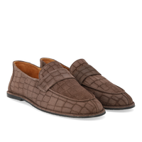 Angulus, Loafer med stikningsdetalje, Dark Brown Croco-Angulus-Minlillebutik.dk