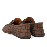 Angulus, Loafer med stikningsdetalje, Dark Brown Croco-Angulus-Minlillebutik.dk