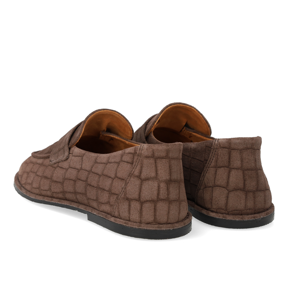 Angulus, Loafer med stikningsdetalje, Dark Brown Croco-Angulus-Minlillebutik.dk