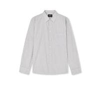 Mads Nørgaard, Prime Cotton Poplin Sune Shirt, Walnut Stripe-Mads Nørgaard - Herre-Minlillebutik.dk