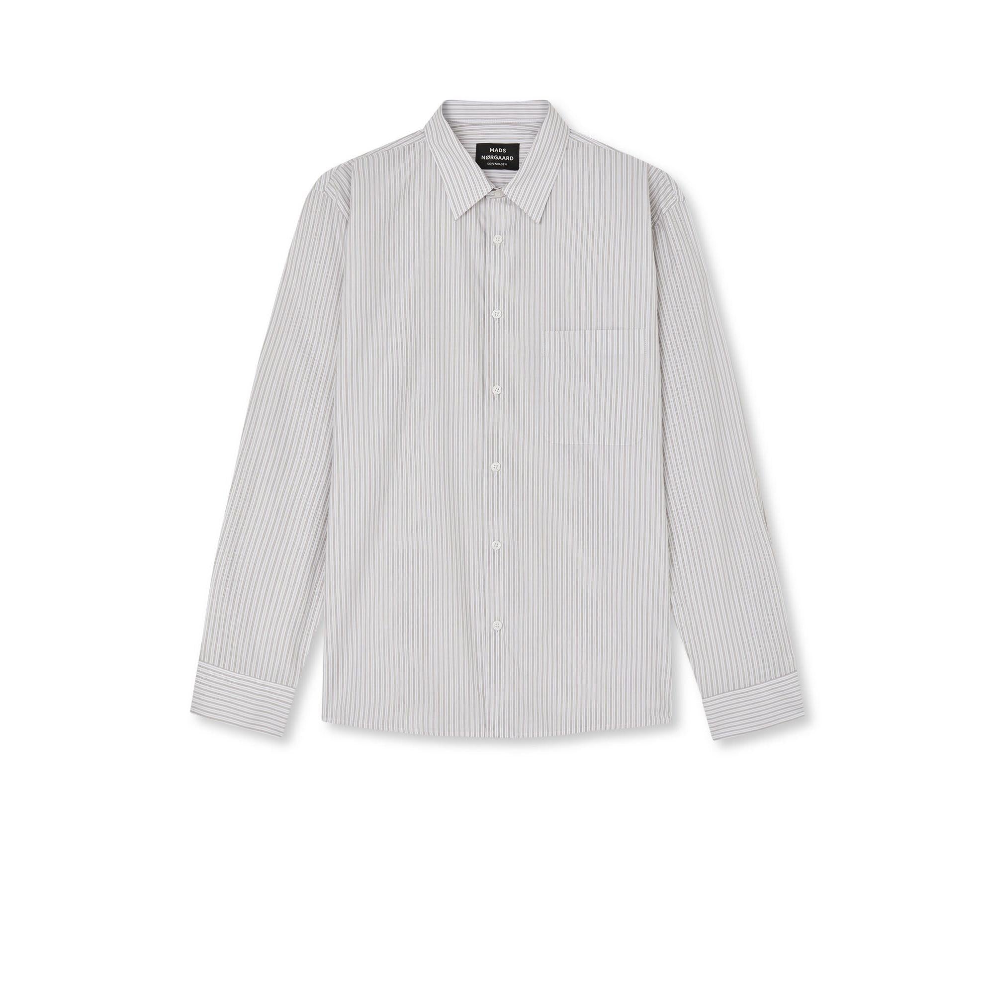 Mads Nørgaard, Prime Cotton Poplin Sune Shirt, Walnut Stripe-Mads Nørgaard - Herre-Minlillebutik.dk