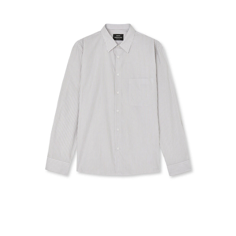 Mads Nørgaard, Prime Cotton Poplin Sune Shirt, Walnut Stripe-Mads Nørgaard - Herre-Minlillebutik.dk