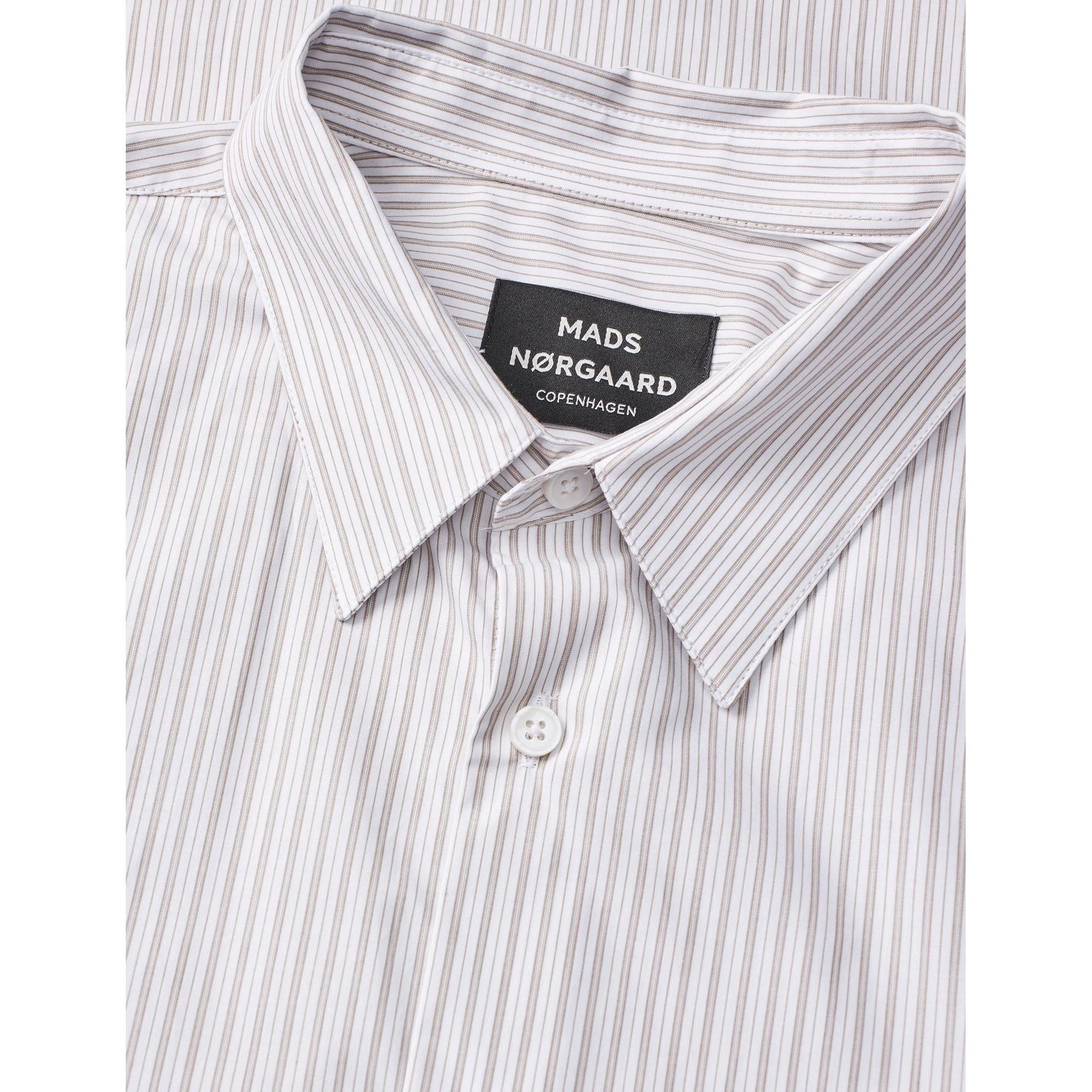 Mads Nørgaard, Prime Cotton Poplin Sune Shirt, Walnut Stripe-Mads Nørgaard - Herre-Minlillebutik.dk
