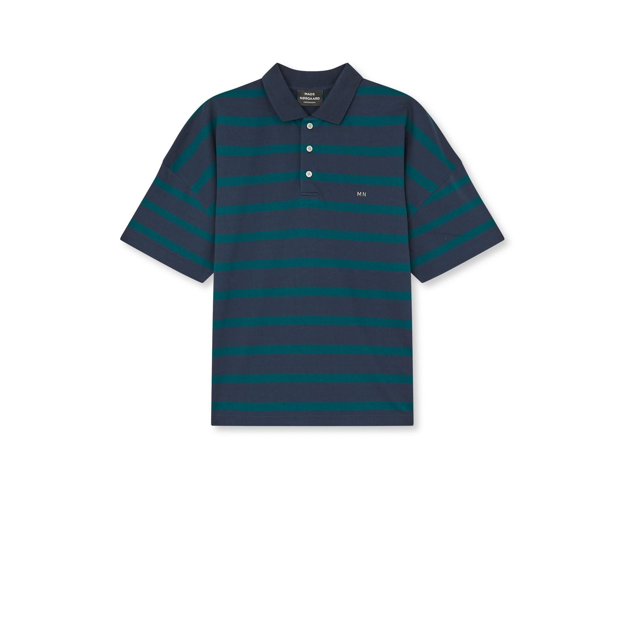 Mads Nørgaard, Light Terry Polo ST Tee, Sky Captain/Deep Sea ST.-Mads Nørgaard - Herre-Minlillebutik.dk