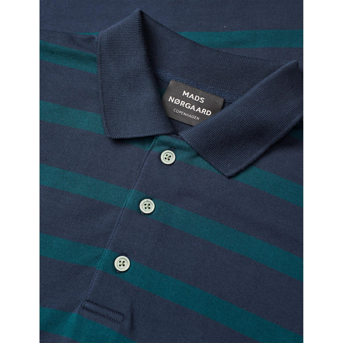 Mads Nørgaard, Light Terry Polo ST Tee, Sky Captain/Deep Sea ST.-Mads Nørgaard - Herre-Minlillebutik.dk