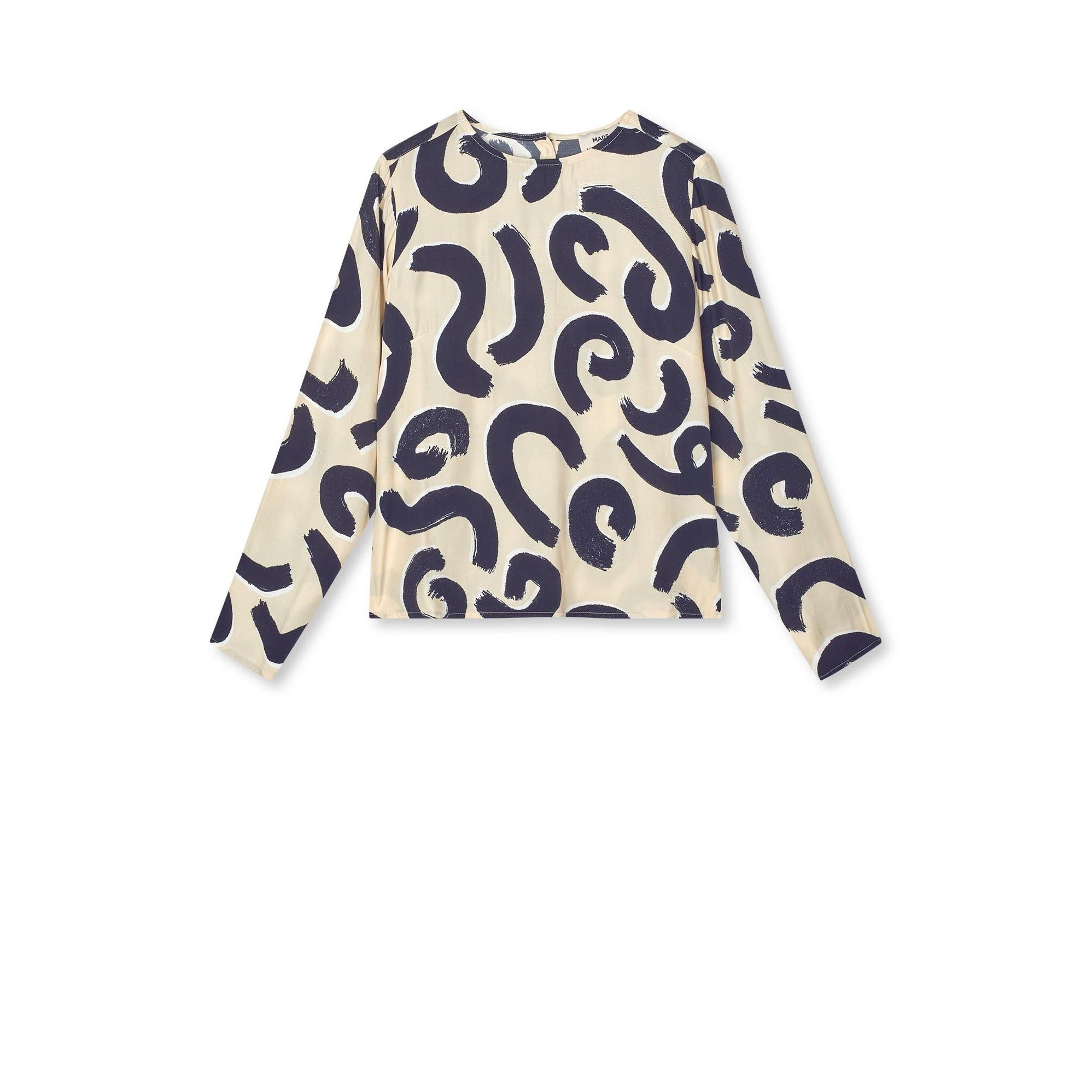 Mads Nørgaard, Delicate Twill Flow Top AOP, Swirl AOP/Almond Oil-Mads Nørgaard - Dame-Minlillebutik.dk