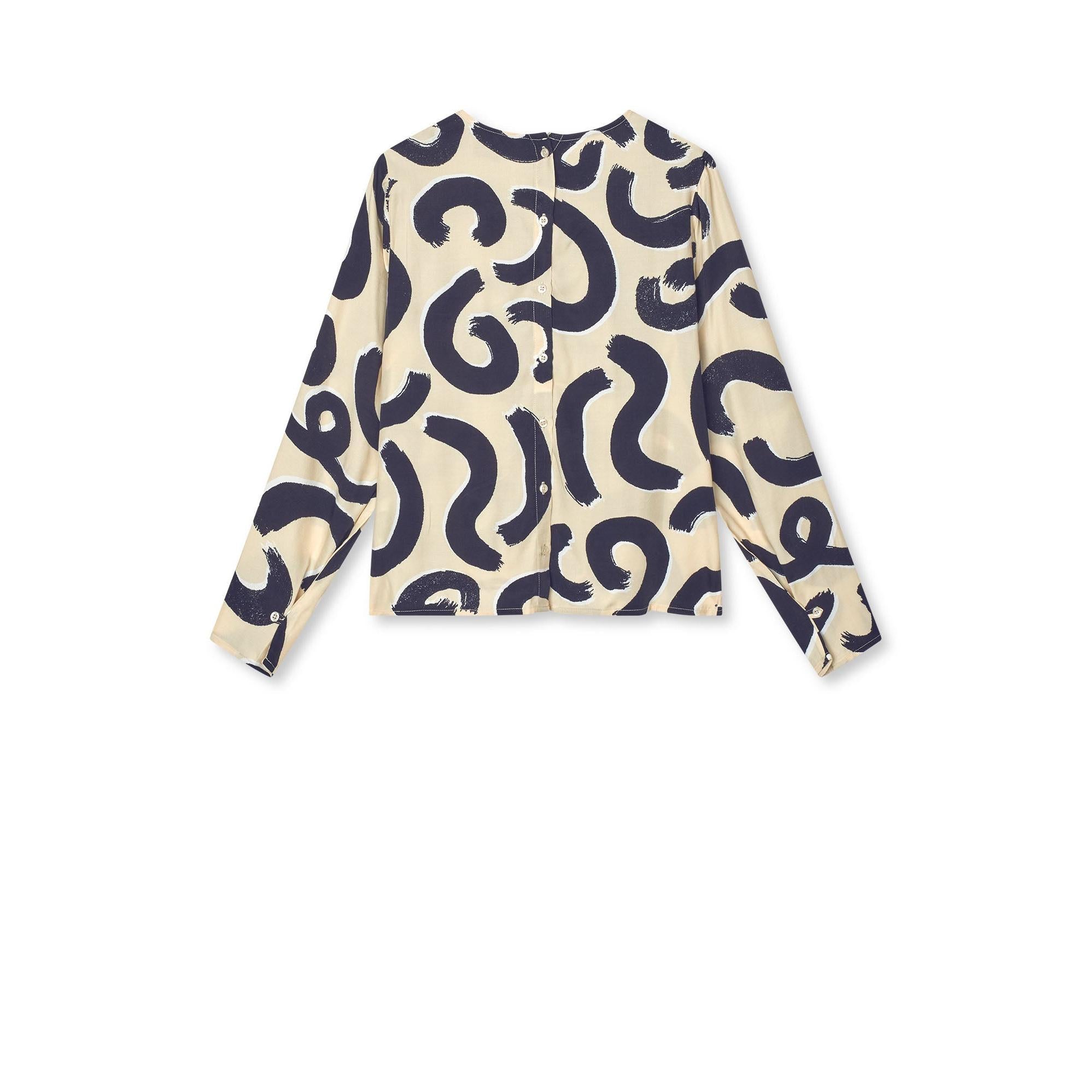 Mads Nørgaard, Delicate Twill Flow Top AOP, Swirl AOP/Almond Oil-Mads Nørgaard - Dame-Minlillebutik.dk